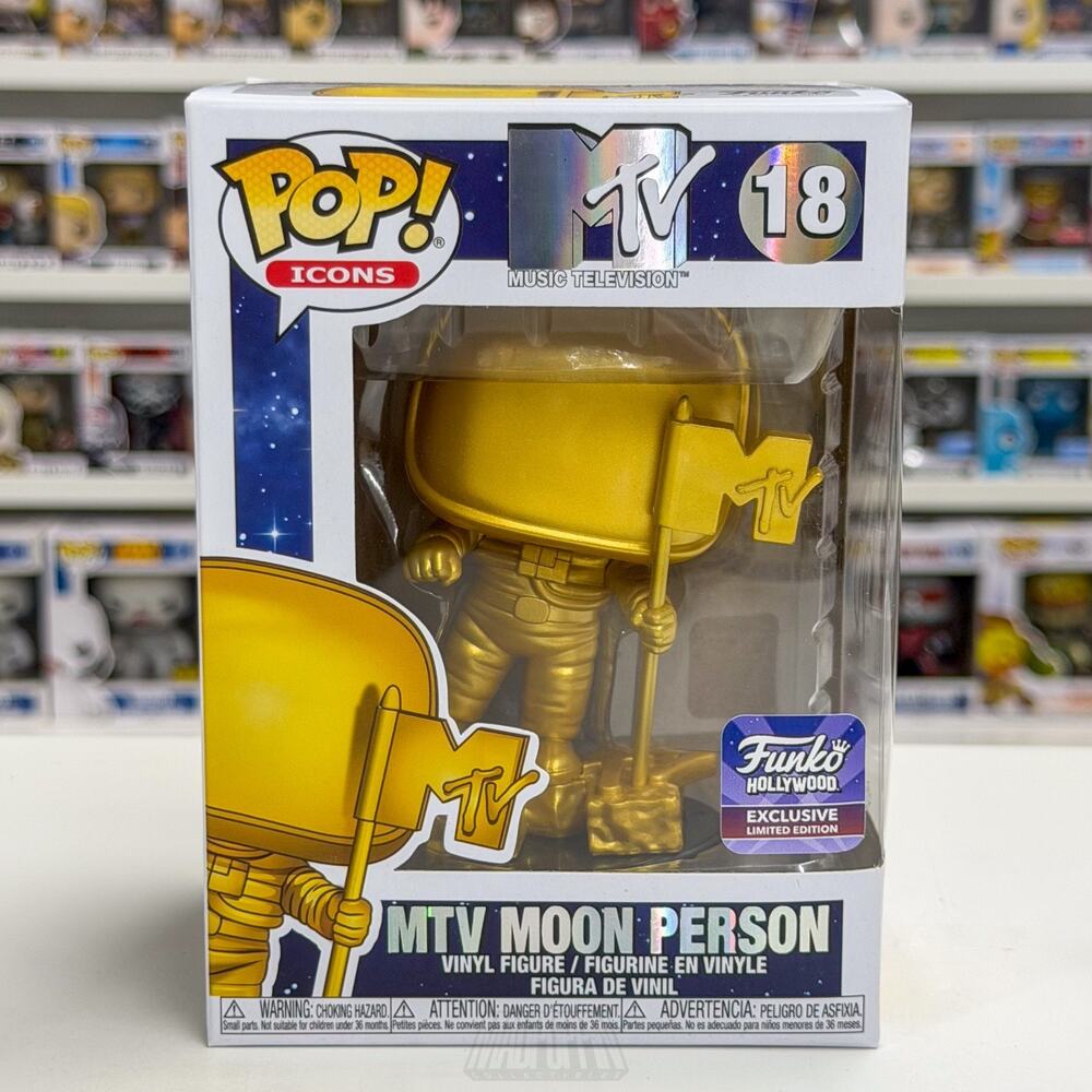 Funko Pop Icons MTV Moon Person Gold Hollywood Exclusive 18 Statue Vinyl Figure
